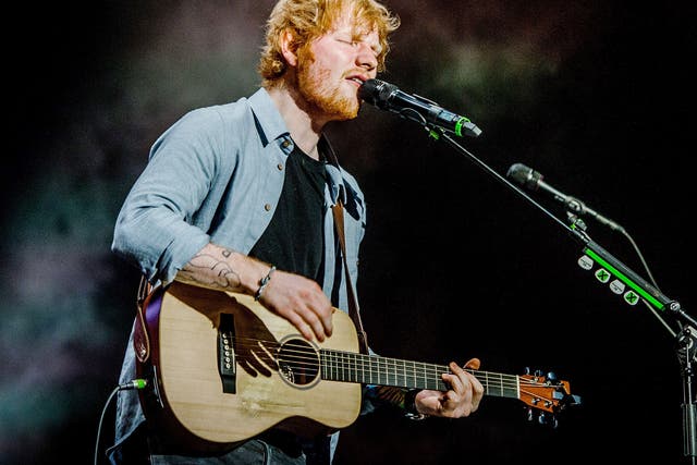 Ed Sheeran performing at the Ziggo Dome in Amsterdam