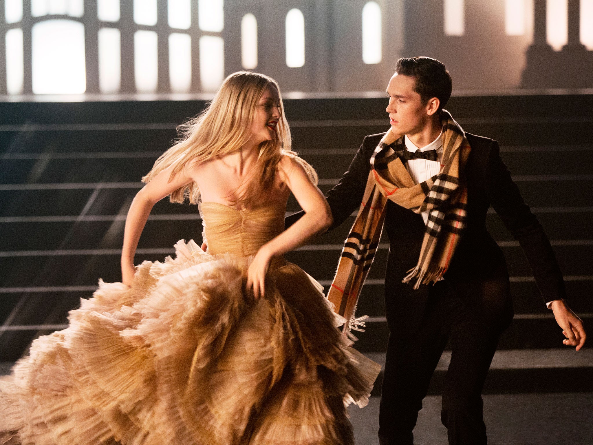 burberry christmas dress Shakira shakes up a Christmas dinner in a sheer gown in Burberry's festive  campaign