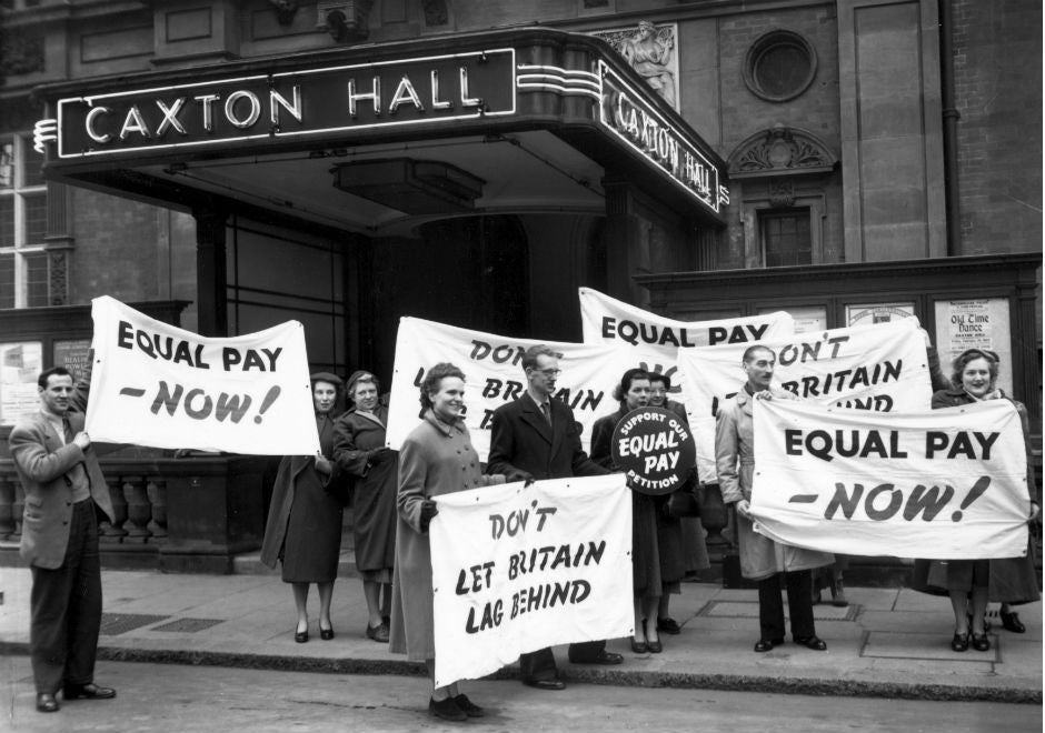 Campaigners in London, 1954, before the Equal Pay Act 1970 was passed