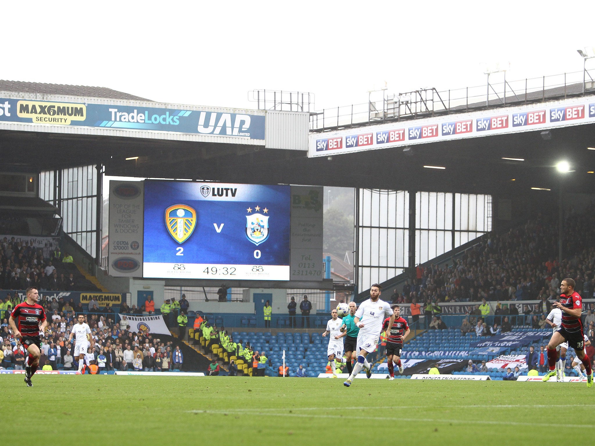 A view of Elland Road during Leed's 3-0 win over Huddersfield