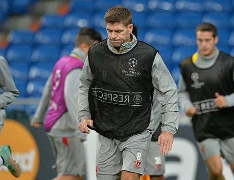 Steven Gerrard training ahead of Liverpool's match with Real Madrid