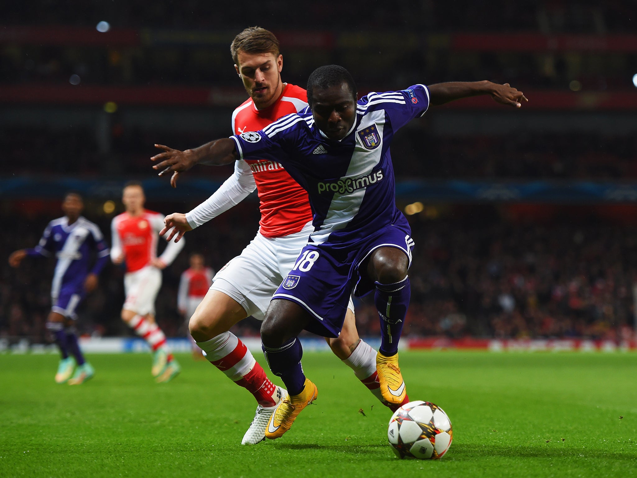 Aaron Ramsey in action for Arsenal against Anderlecht last night