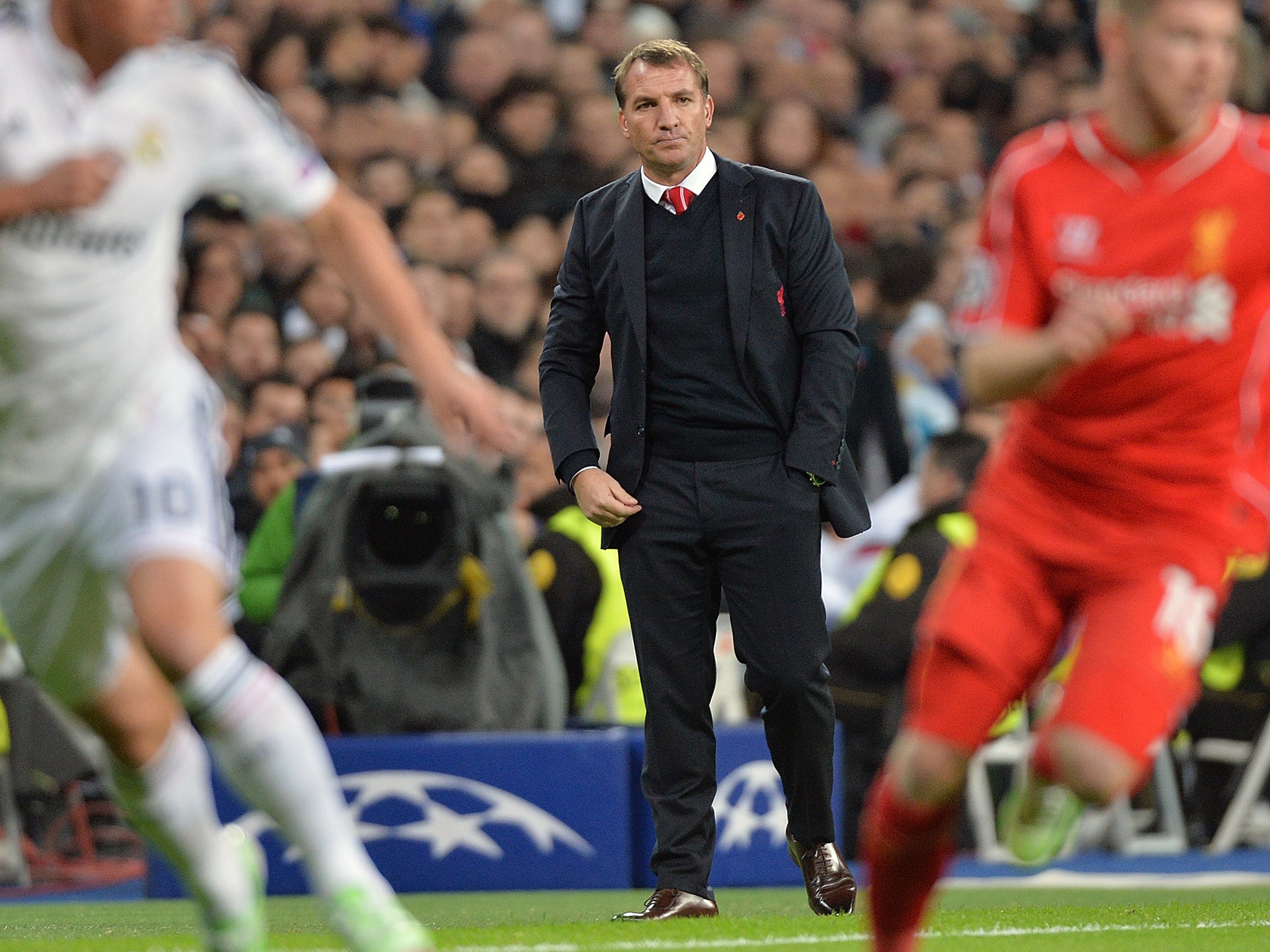 Brendan Rodgers looks on during Liverpool's 1-0 defeat to Real Madrid