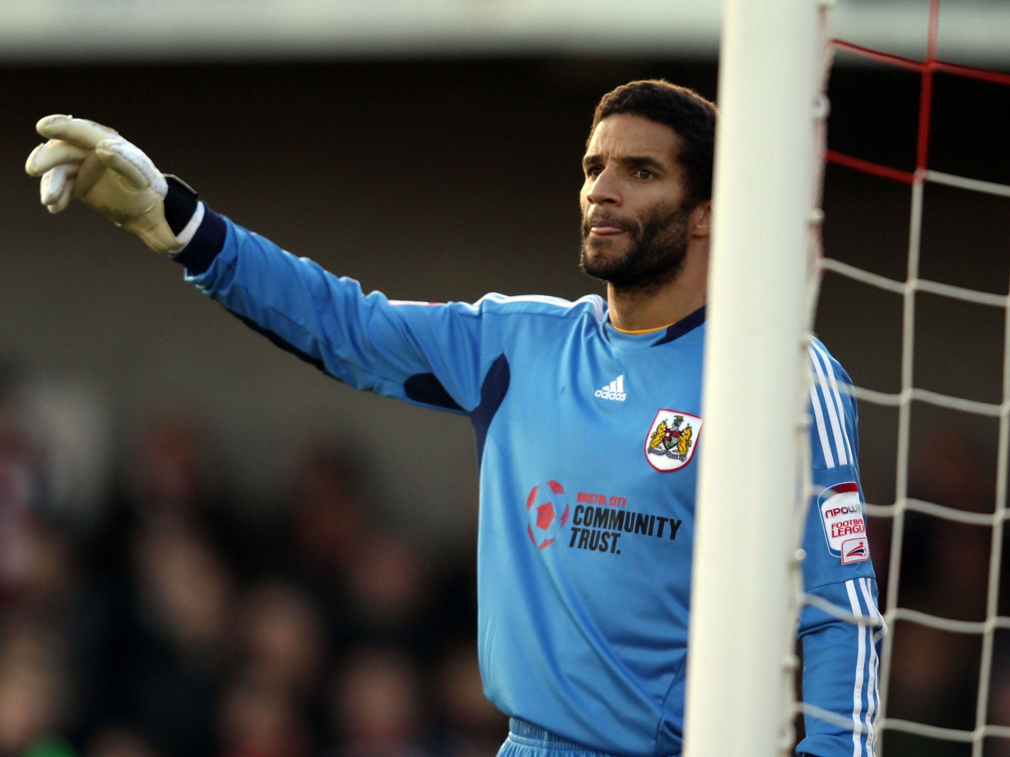 David James in action for Bristol City in January 2012