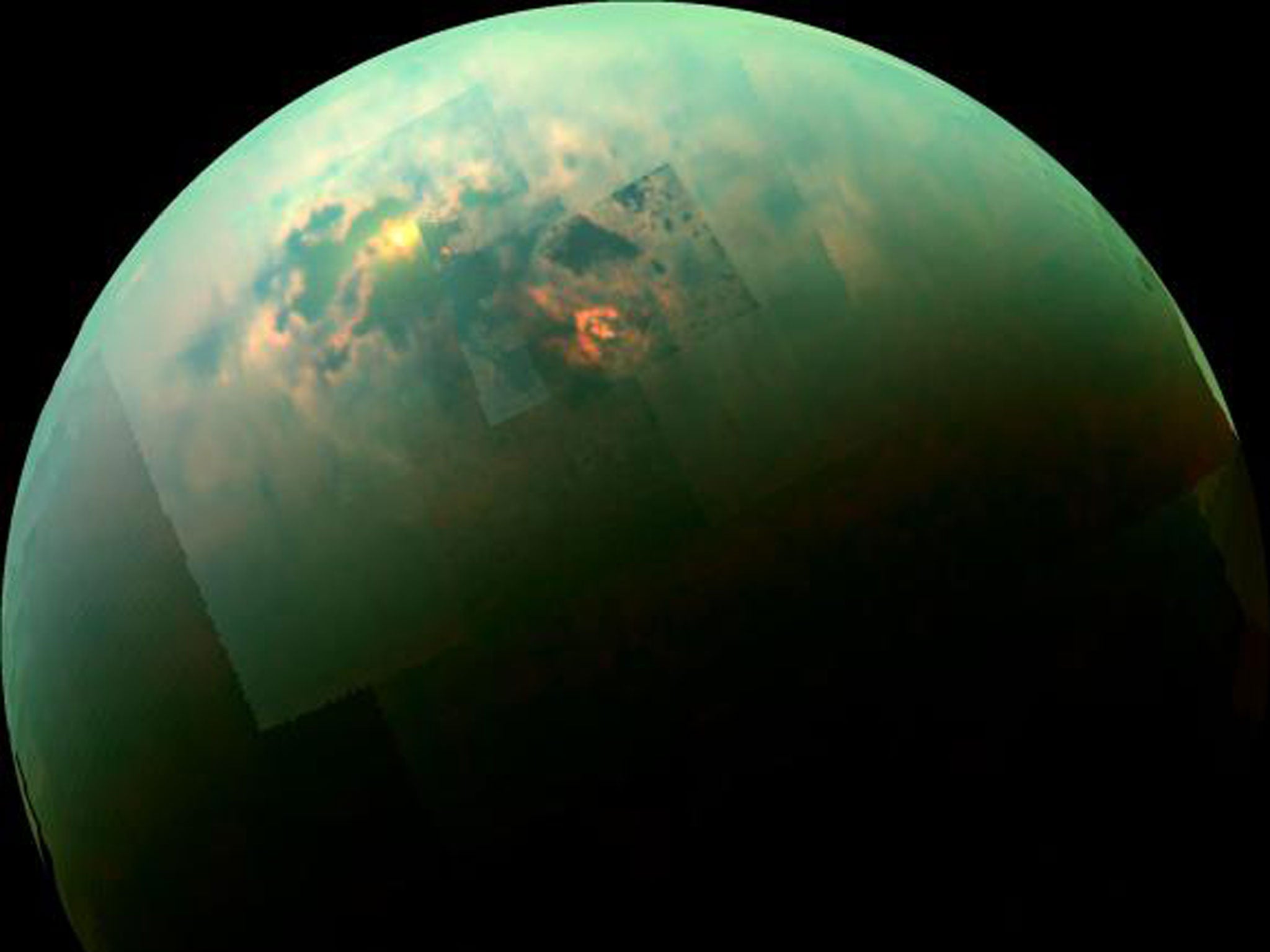 Saturn's moon Titan show by Nasa's Cassini Orbiter spacecraft