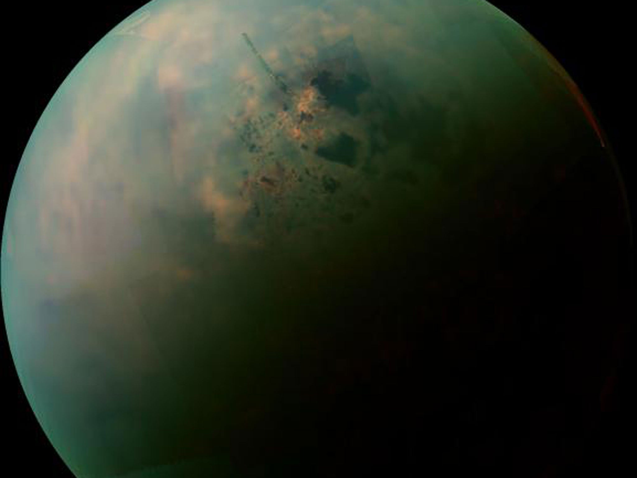 Hydrocarbon lakes on Titan.