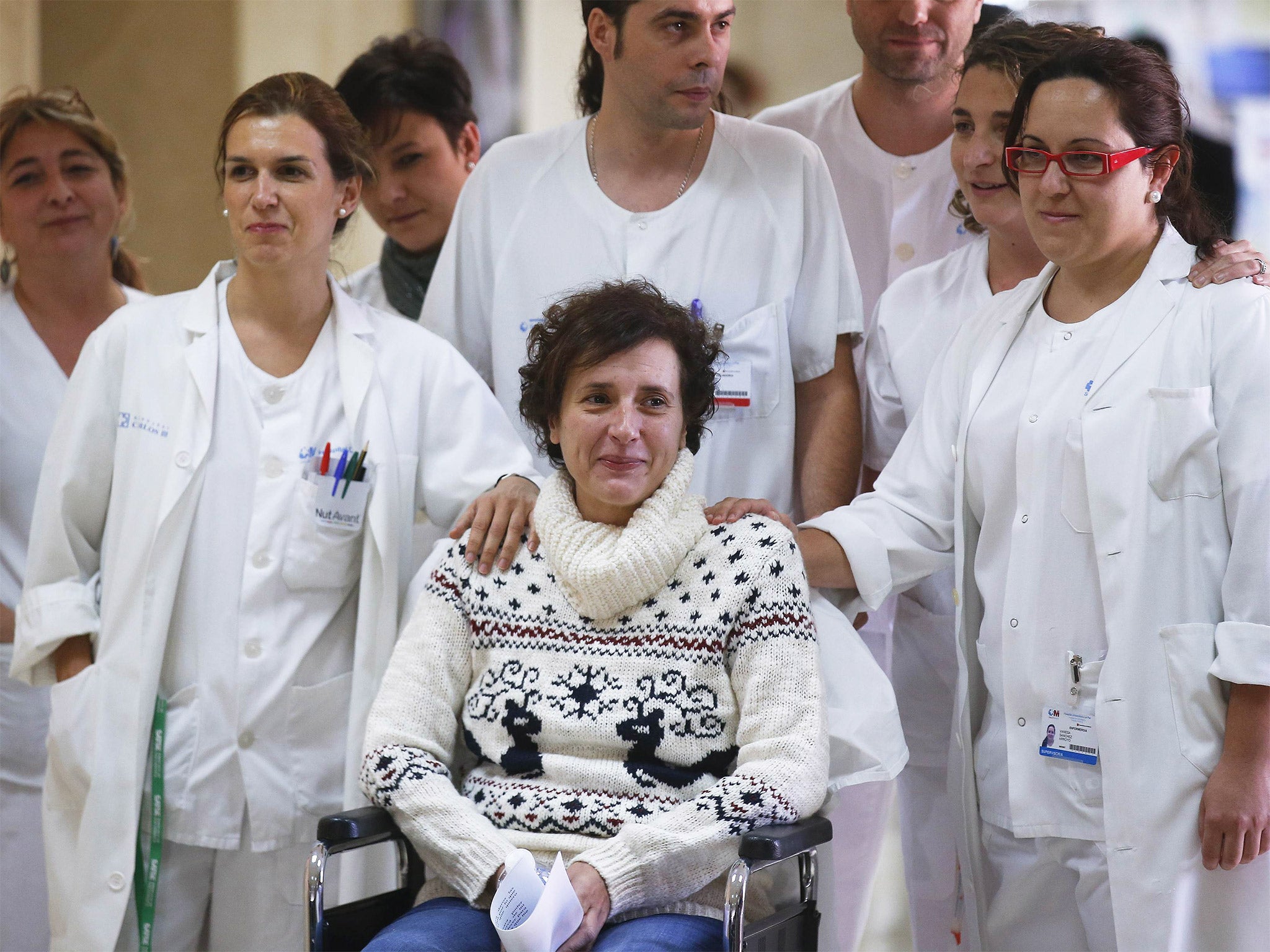 Teresa Romero after her discharge from hospital in Madrid. She was treated with the blood of a survivor