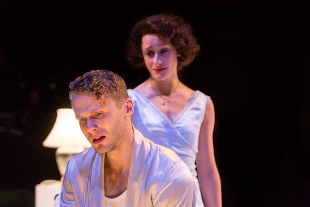 Charles Aitken as Brick and Mariah Gale as Maggie in Cat on a Hot Tin Roof