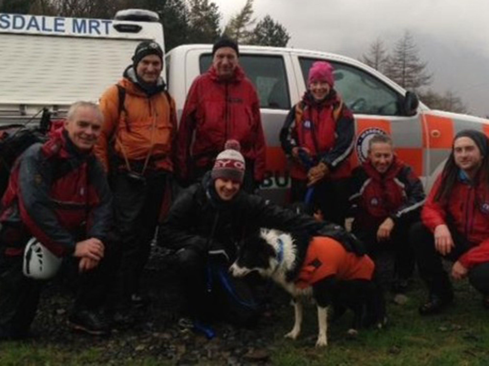 The Wasdale Mountain Rescue Team with Jasper