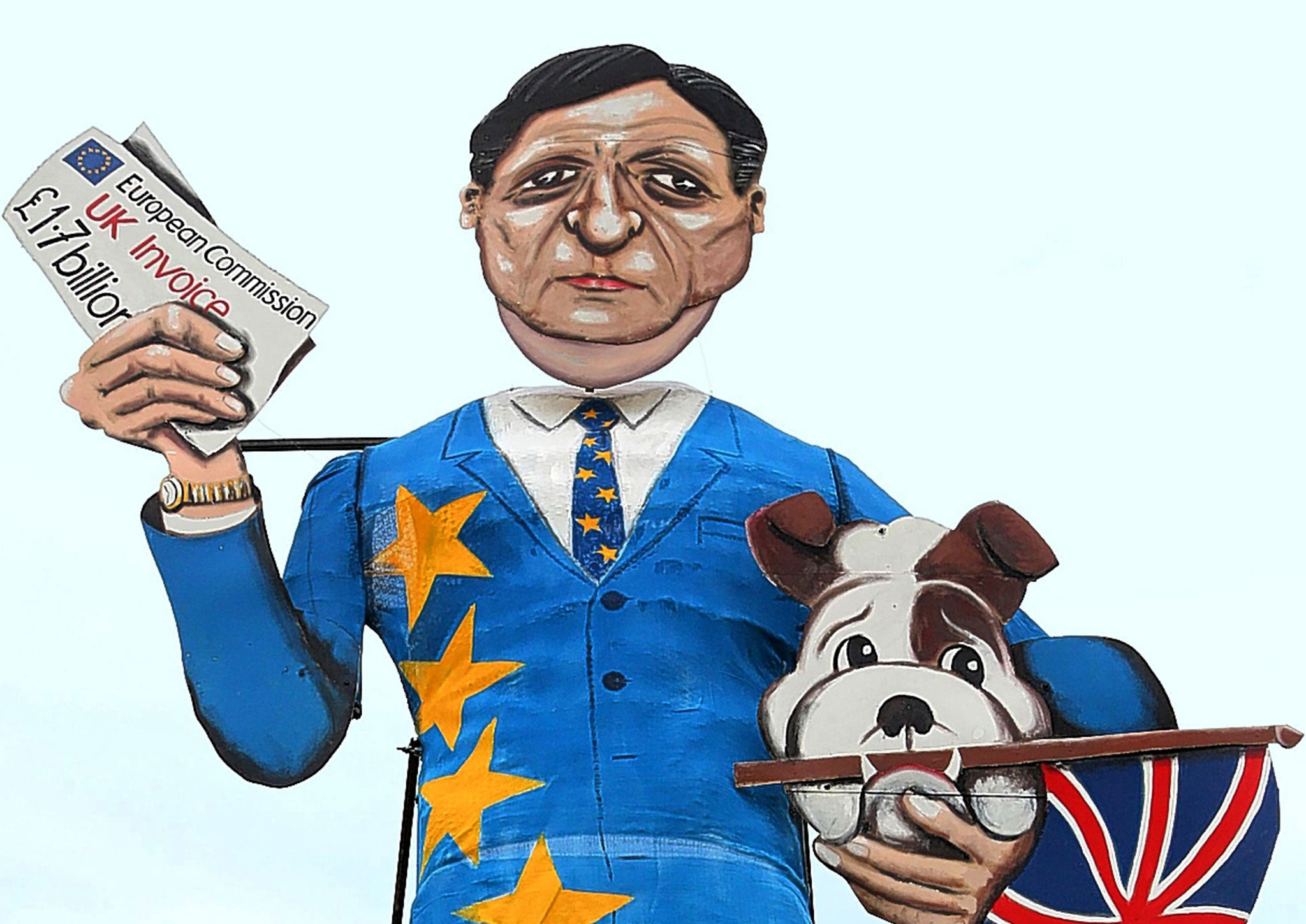 An effigy of Jose Manuel Barroso which is to be burnt at Edenbridge, Kent
