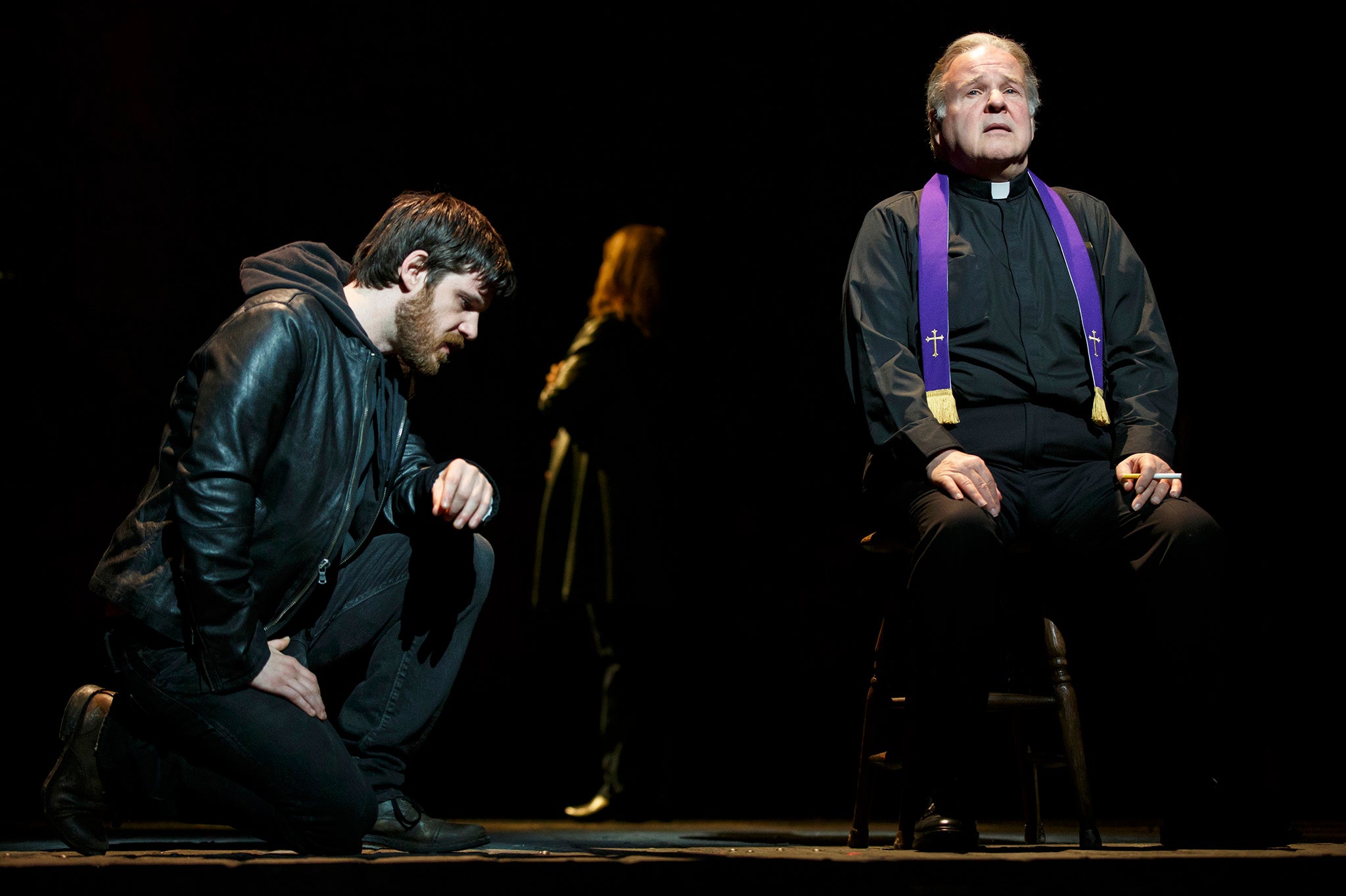 Michael Esper, left, and Fred Applegate, in a scene from the play, "The Last Ship."