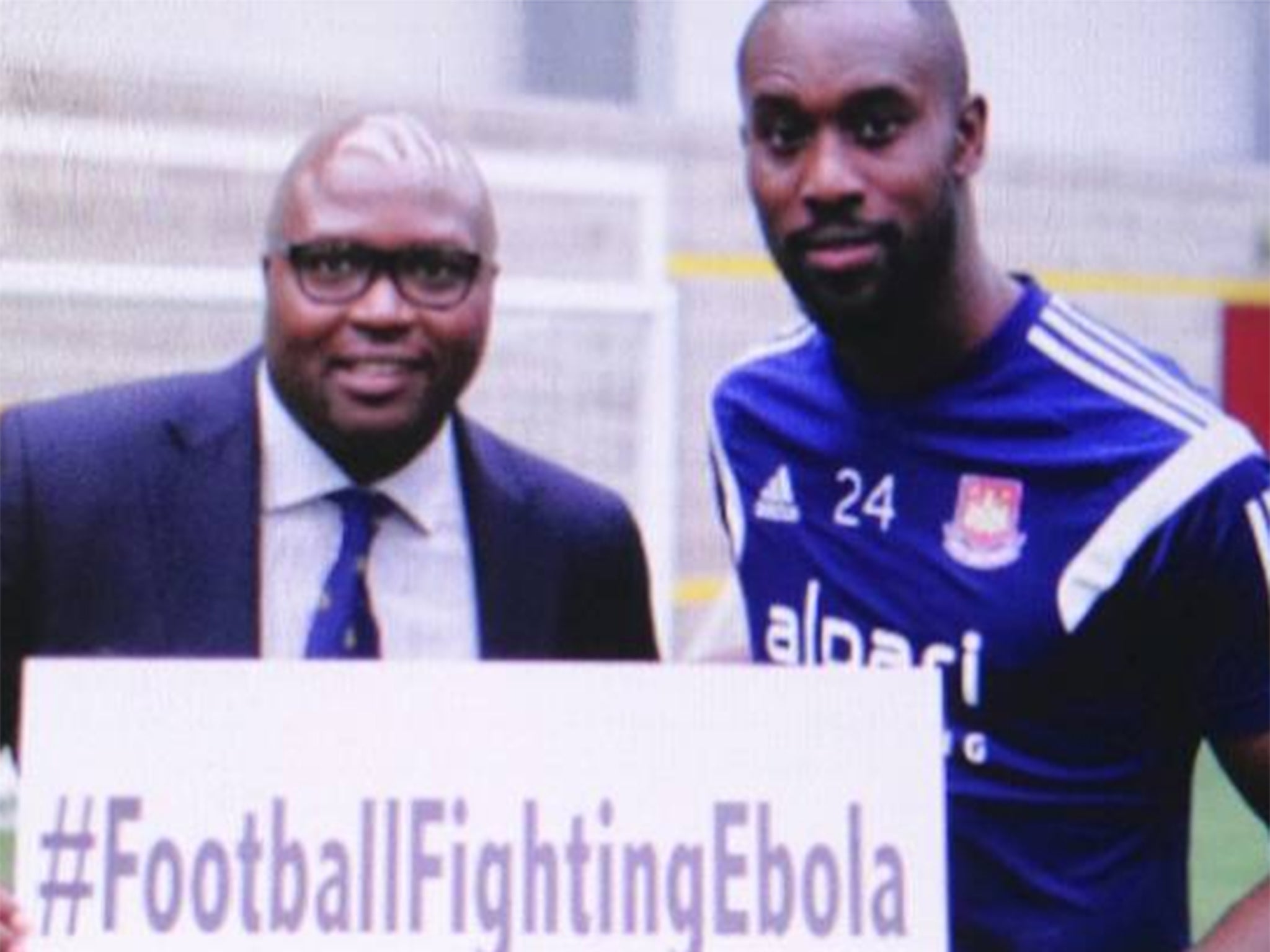 West Ham striker Carlton Cole, whose mother is from Sierra Leone, founded the campaign with Godfrey Torto, left