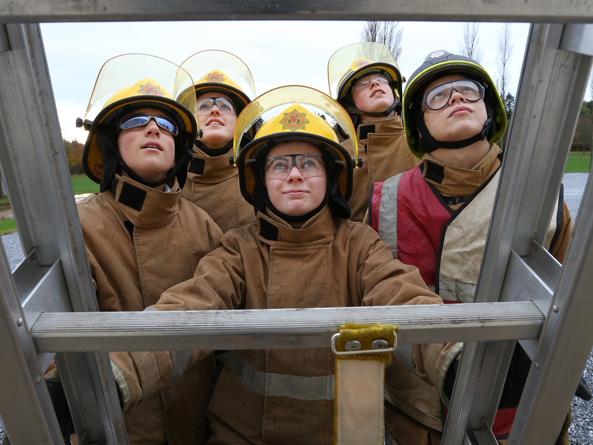 Gordonstoun pupils in the firefighting team