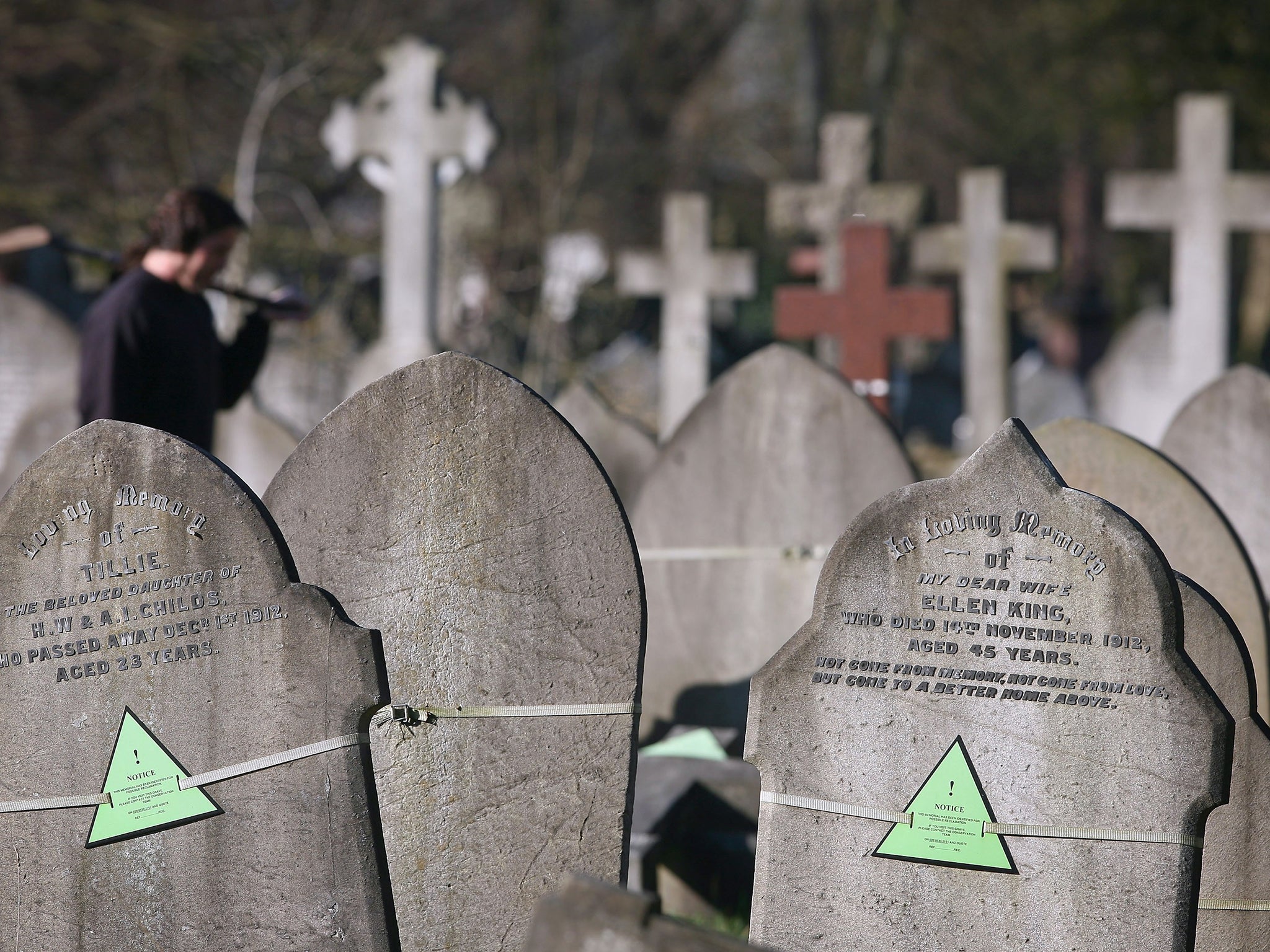 Graves are marked for possible reclamation in London City Cemetery