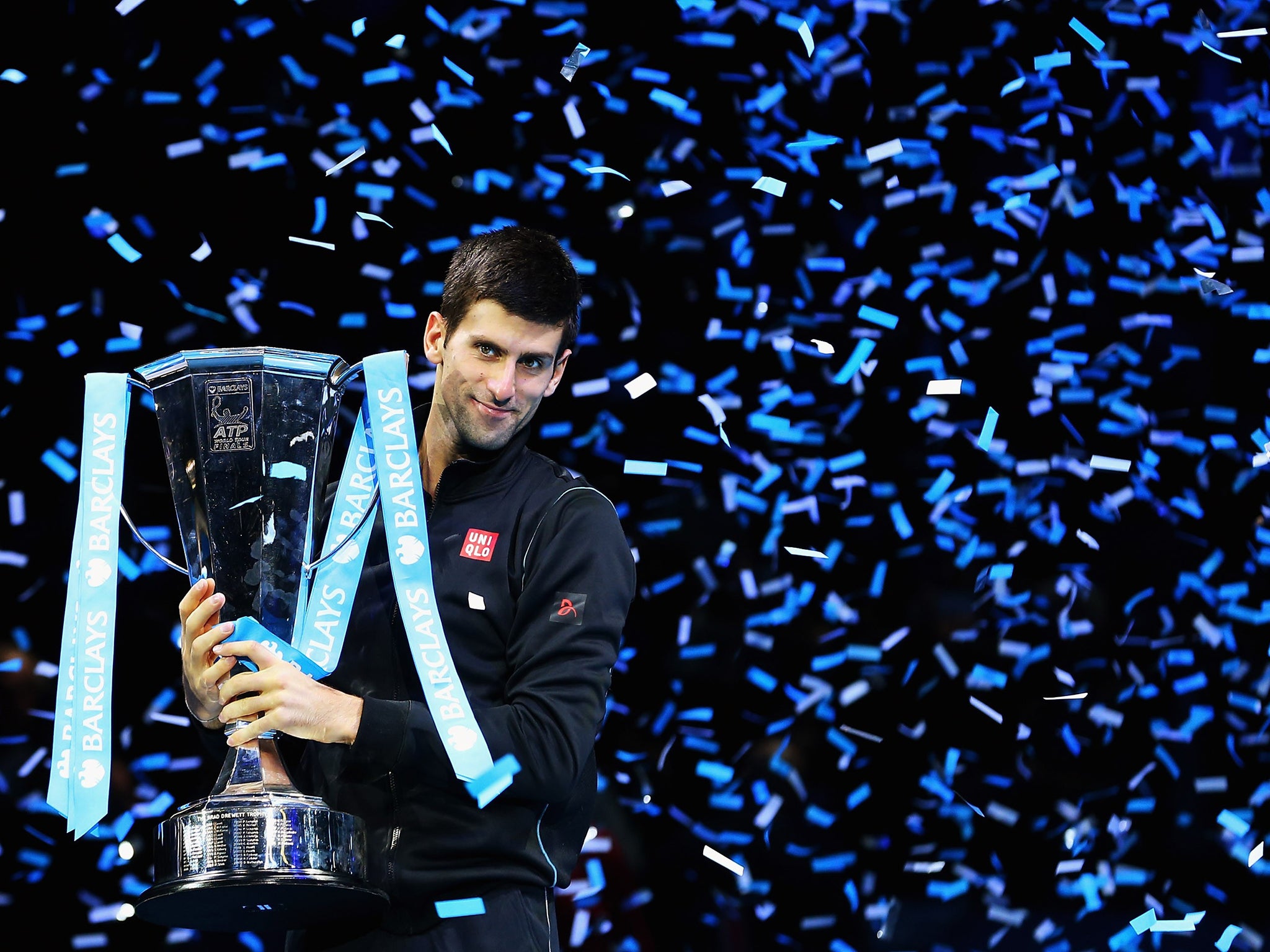 Novak Djokovic after winning last year’s ATP World Tour Finals at London’s O2 Arena