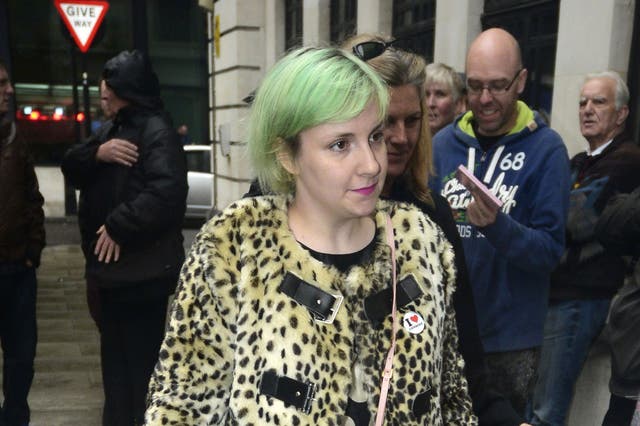 Wearing it well: Lena Dunham arrives at BBC Radio 2's studios in central London
