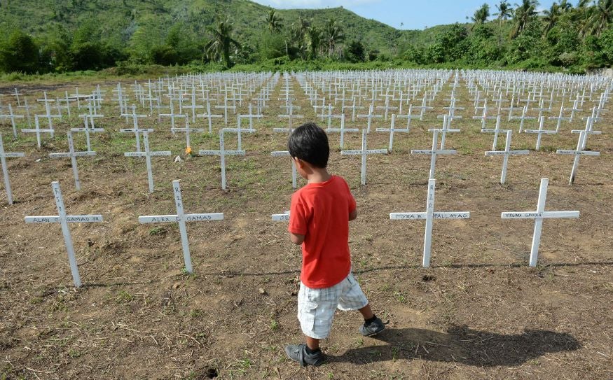 A mass grave for the victims of Typhoon Haiyan in Tacloban