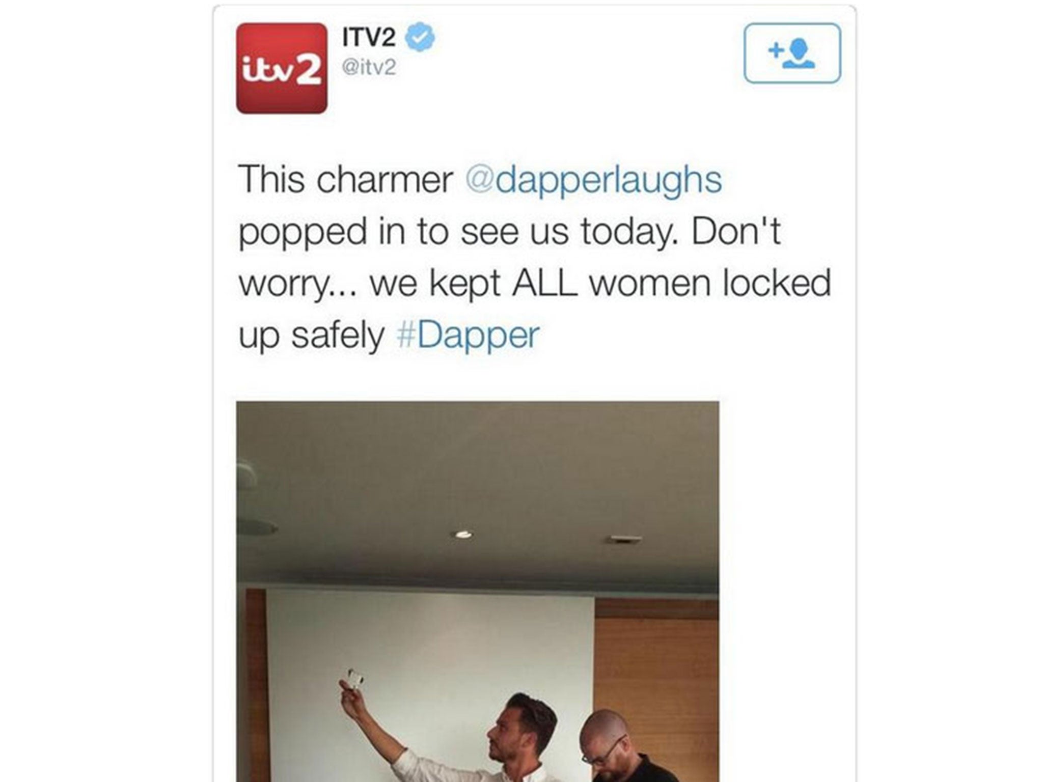 ITV deleted this tweet from September following the recent furore around Dapper