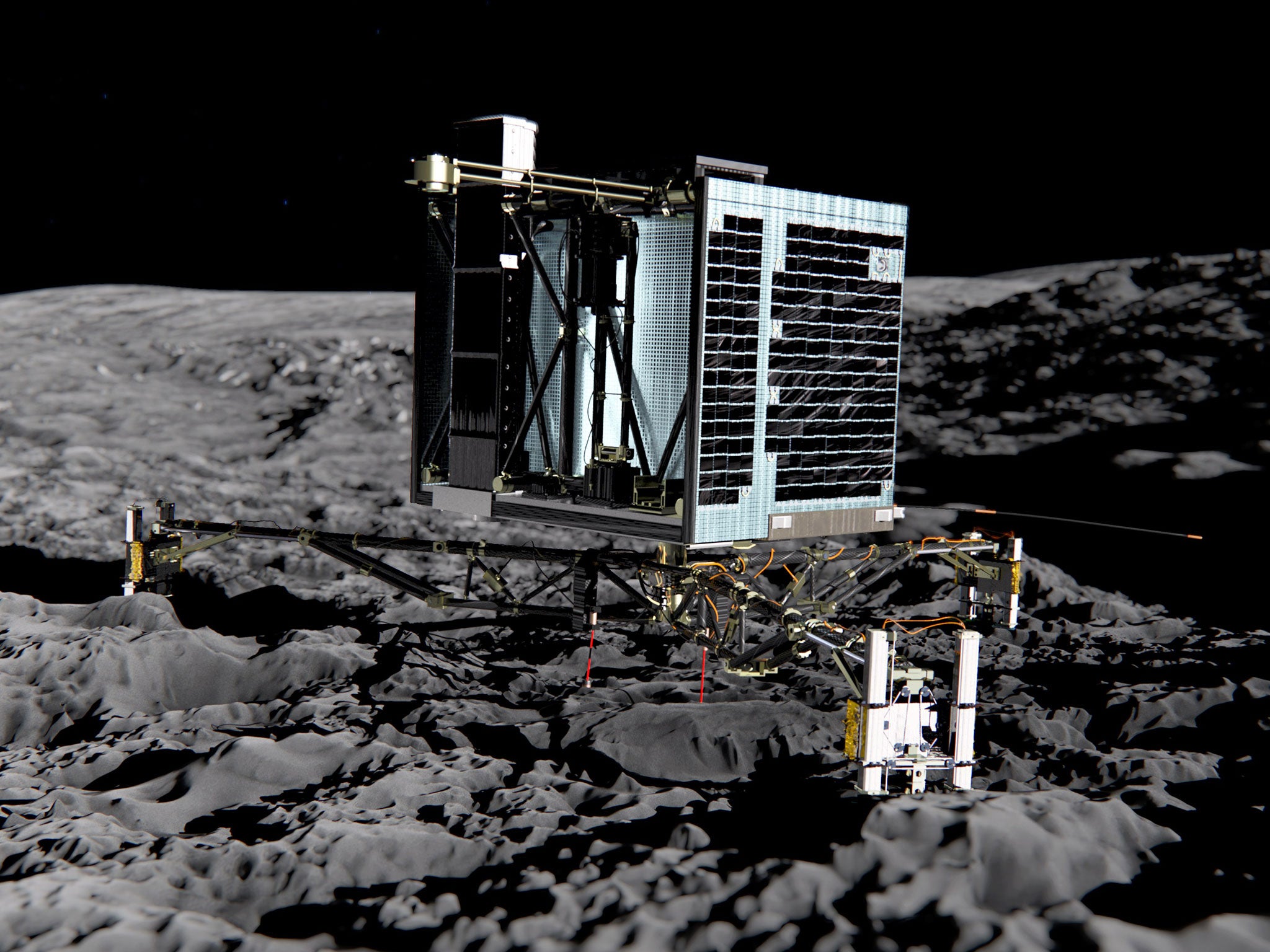 This photo shows an artist impression of Rosetta's lander Philae on the surface of comet