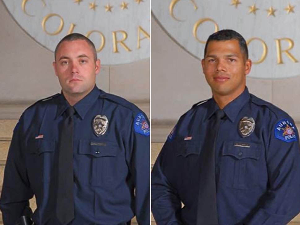 Officers Craig Hess (left) and Robert Little of Aurora Police Department in Colorado