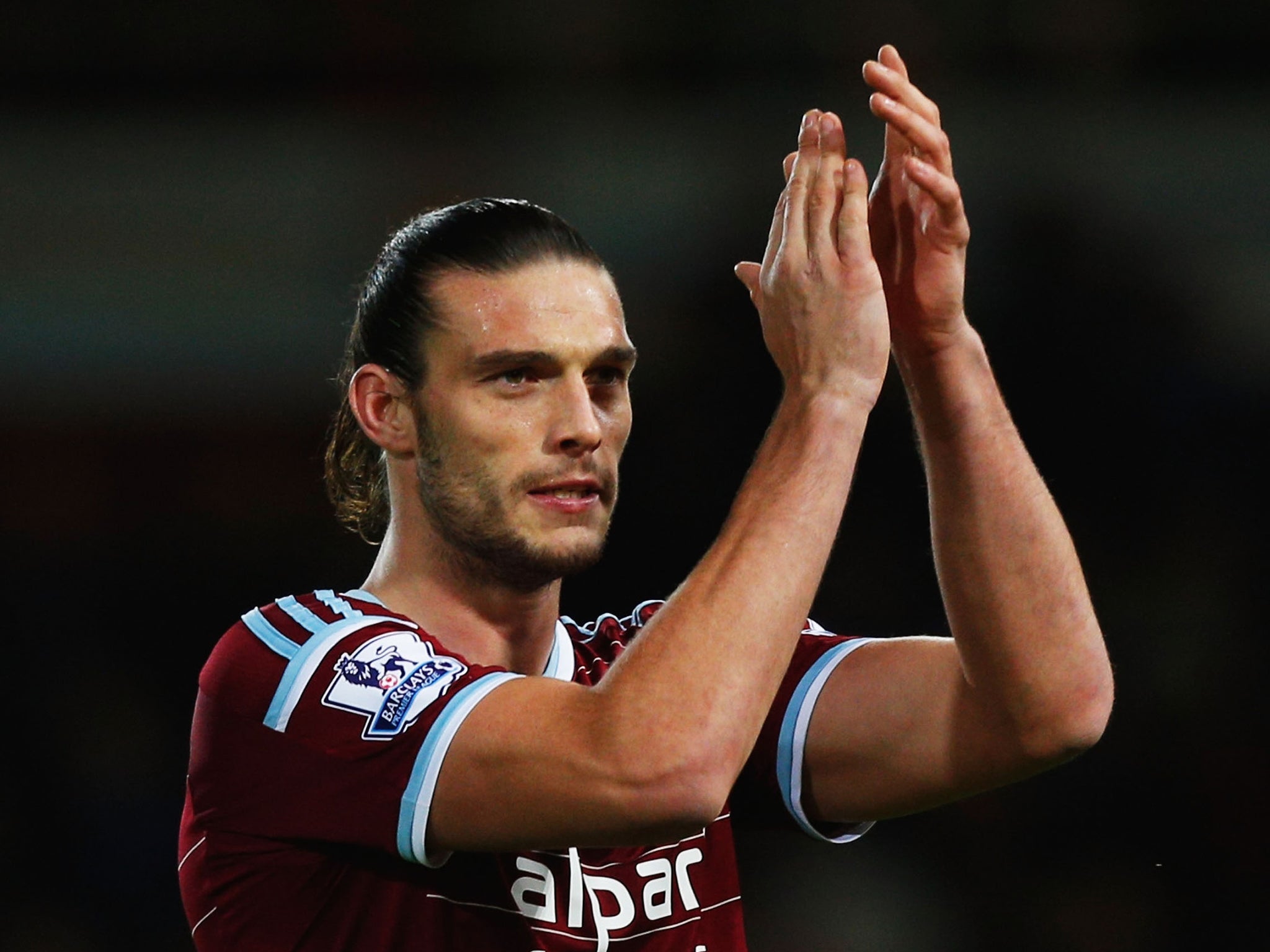 Andy Carroll of West Ham United applauds the crowd