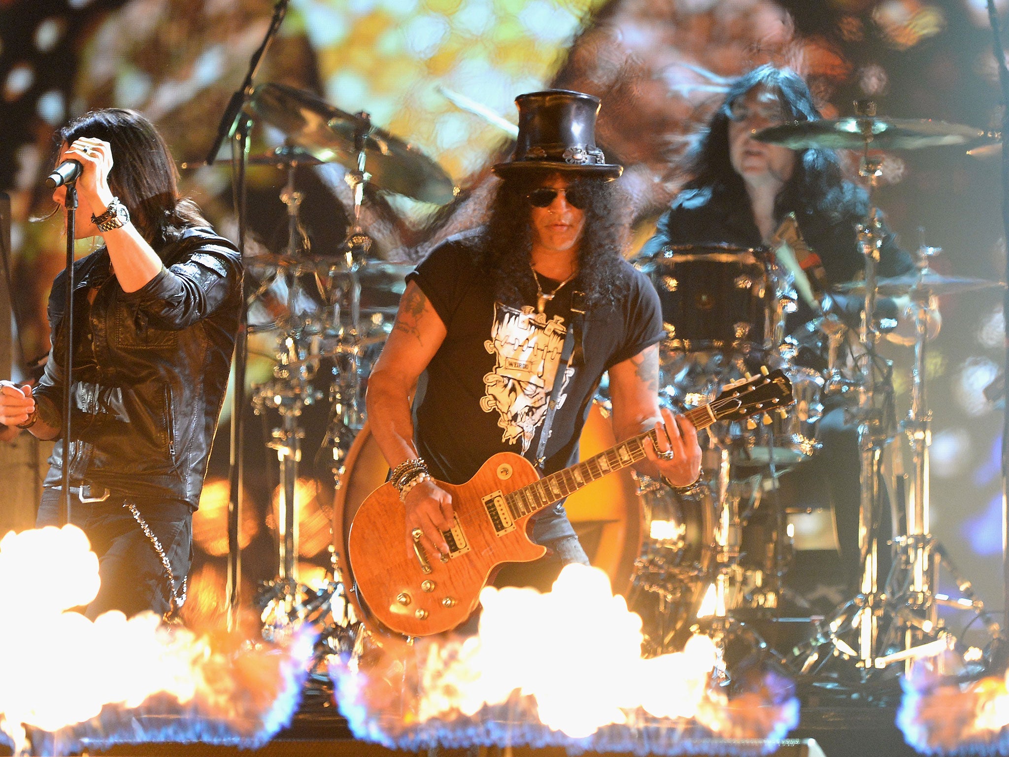 Slash performs with Biffy Clyro at the MTV European Music Awards 2014 in Glasgow