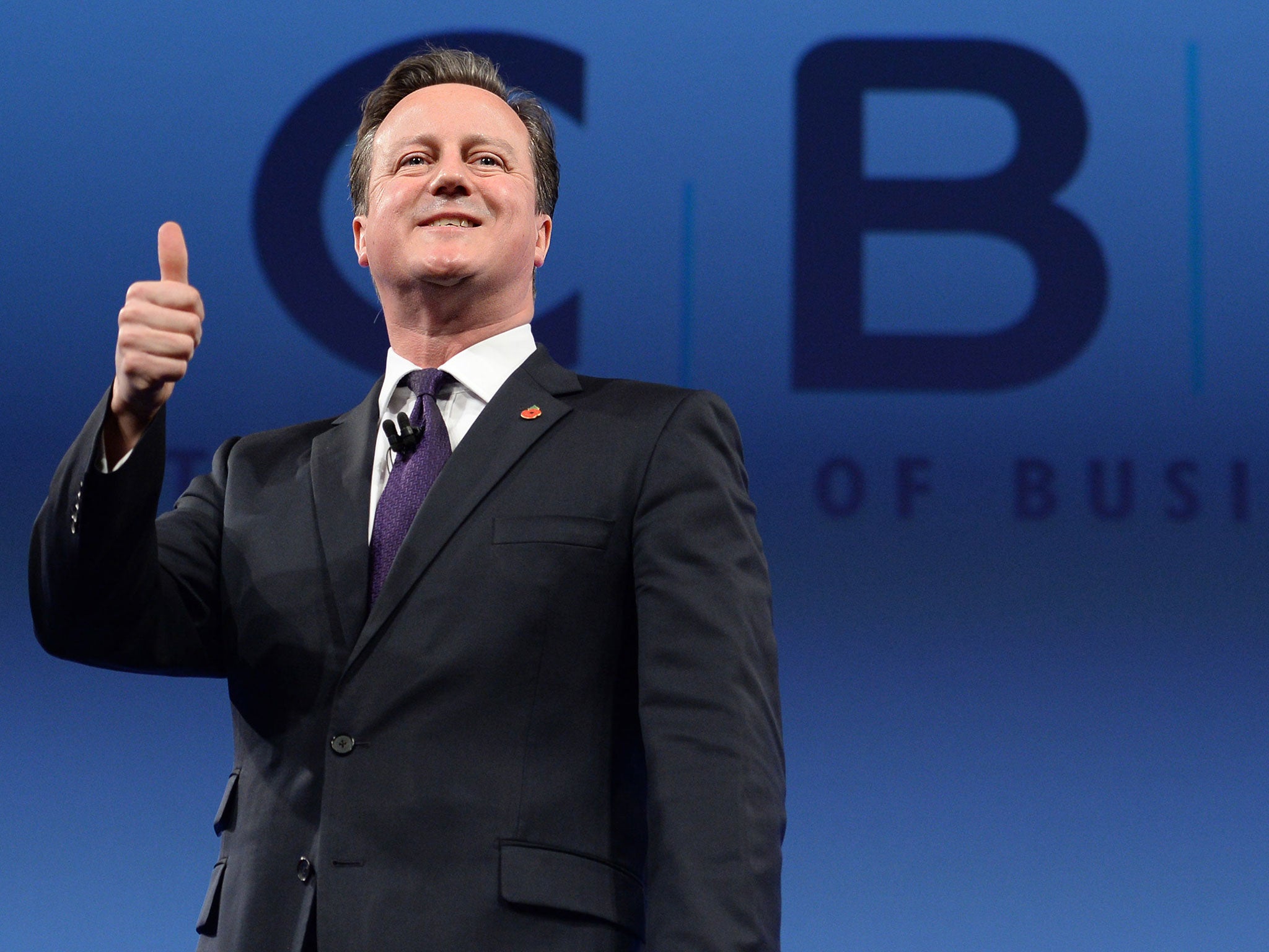 Prime Minister David Cameron addresses the CBI annual conference in London