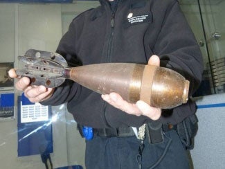 A 1940s mortar bomb handed into Sutton Police station
