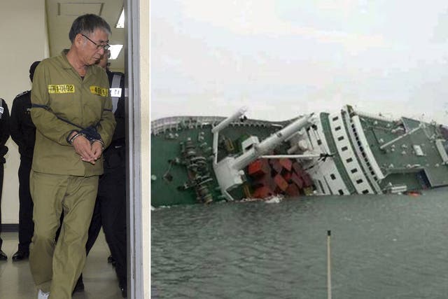 Lee Joon-seok in the South Korean court and the MV Sewol during its sinking