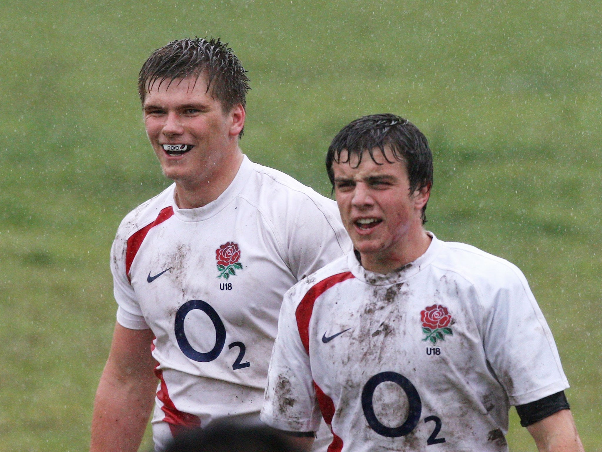 Owen Farrell and George Ford playing for England Under-18s in 2009 in South Africa