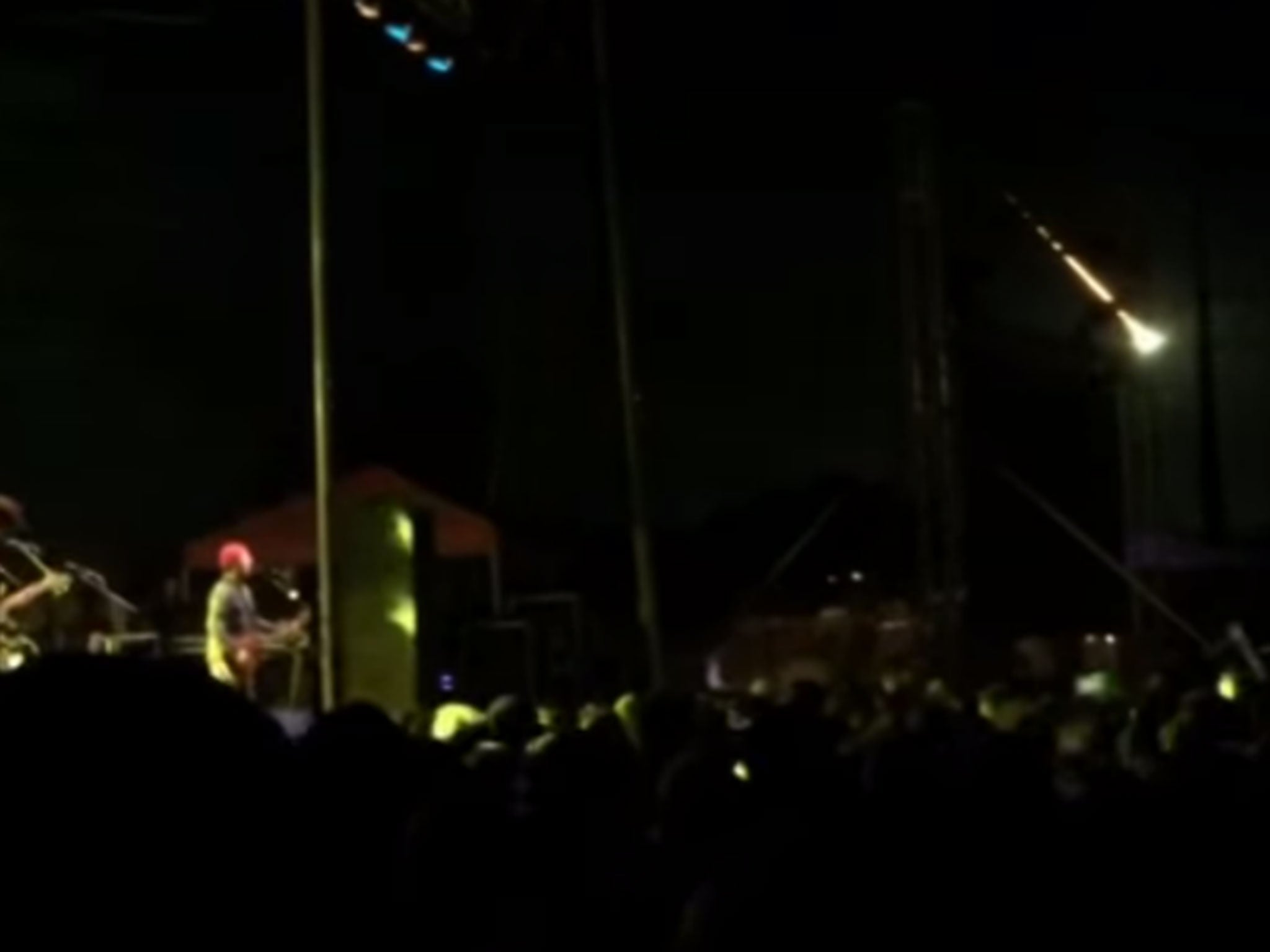 The fireball was caught while the band played at the Fun Fun Fun Fest music festival in Austin on Saturday