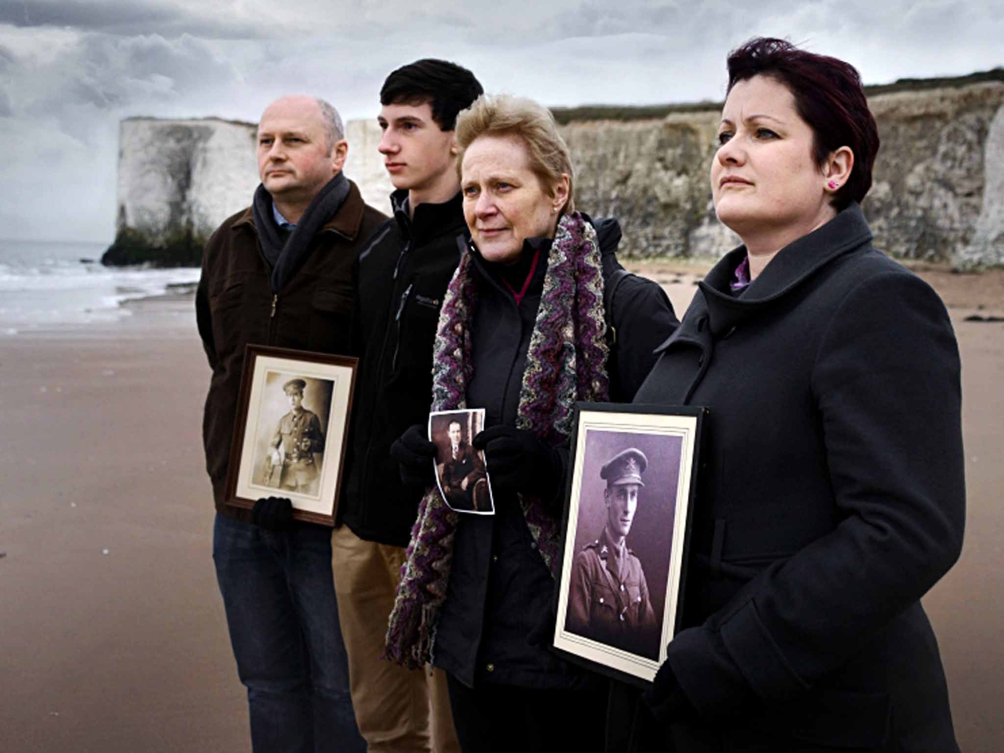 The trench connection: Graham Iles, William Iles, Pauline Wallace and Emma Sutton, relatives of young soldiers who fought in the First World War, featured in 'Teenage Tommies'