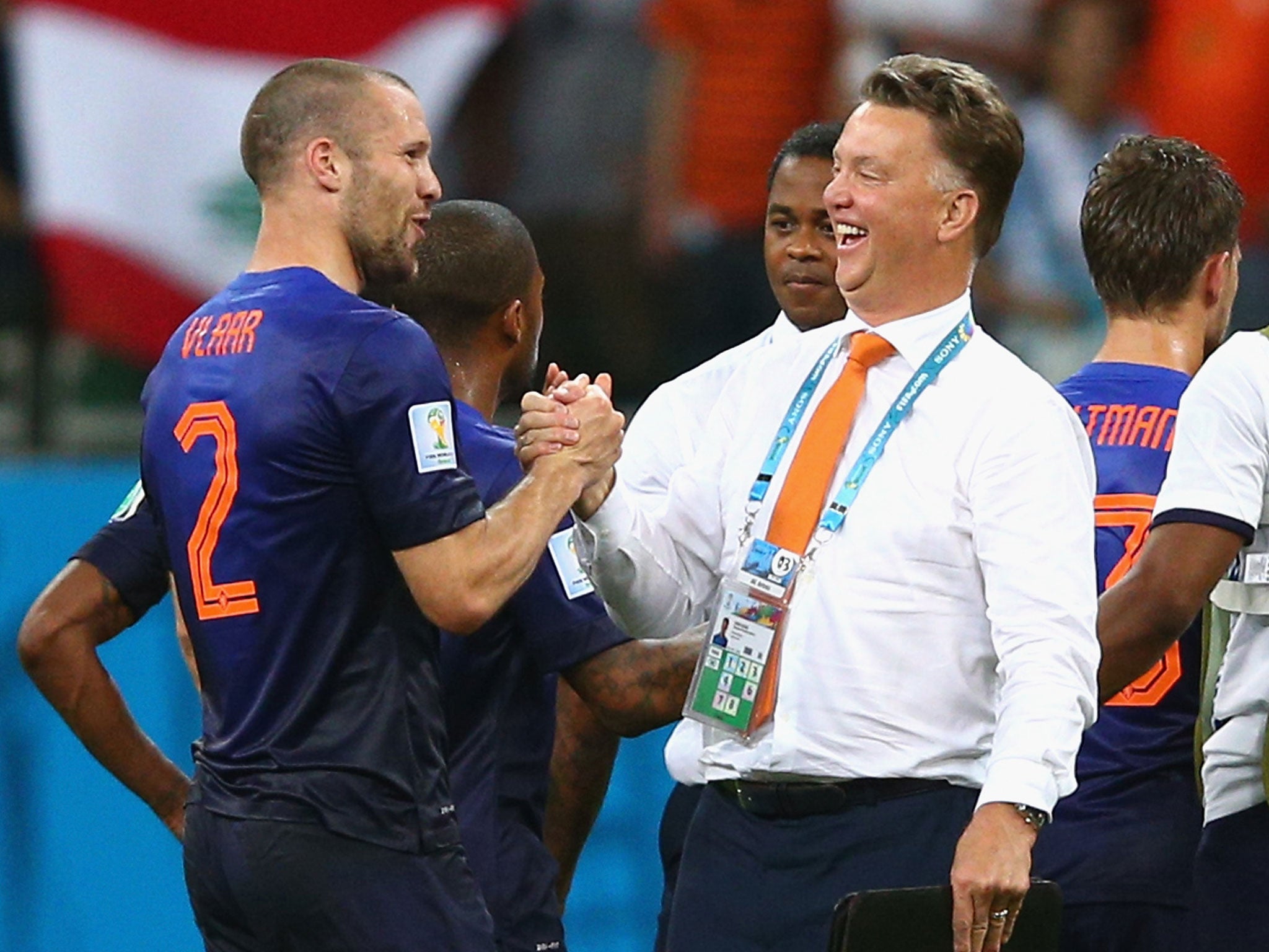 Ron Vlaar and Van Gaal during the recent World Cup