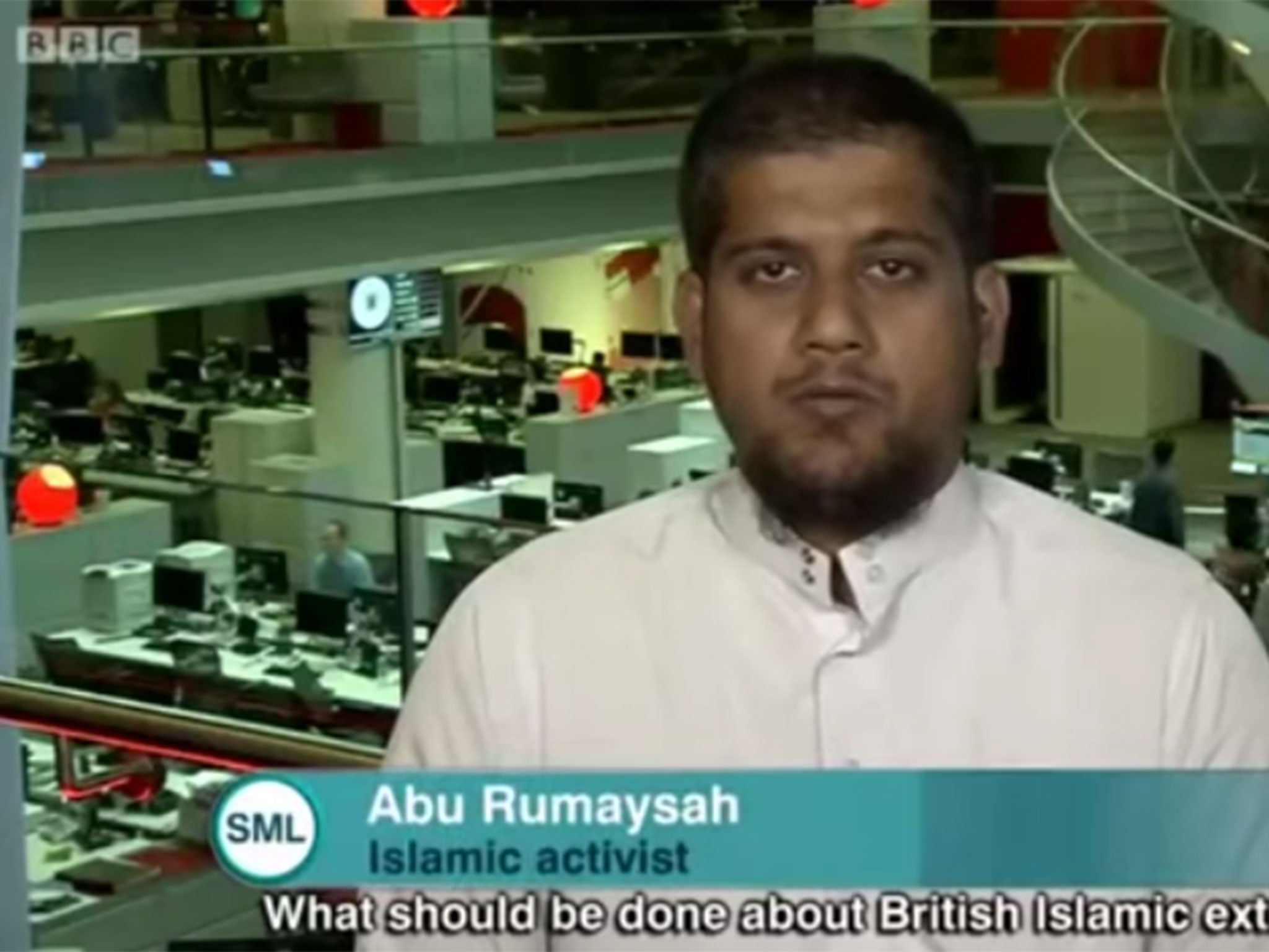 Rumaysah speaks from the BBC's headquarters during a panel debate on Sunday Morning Live