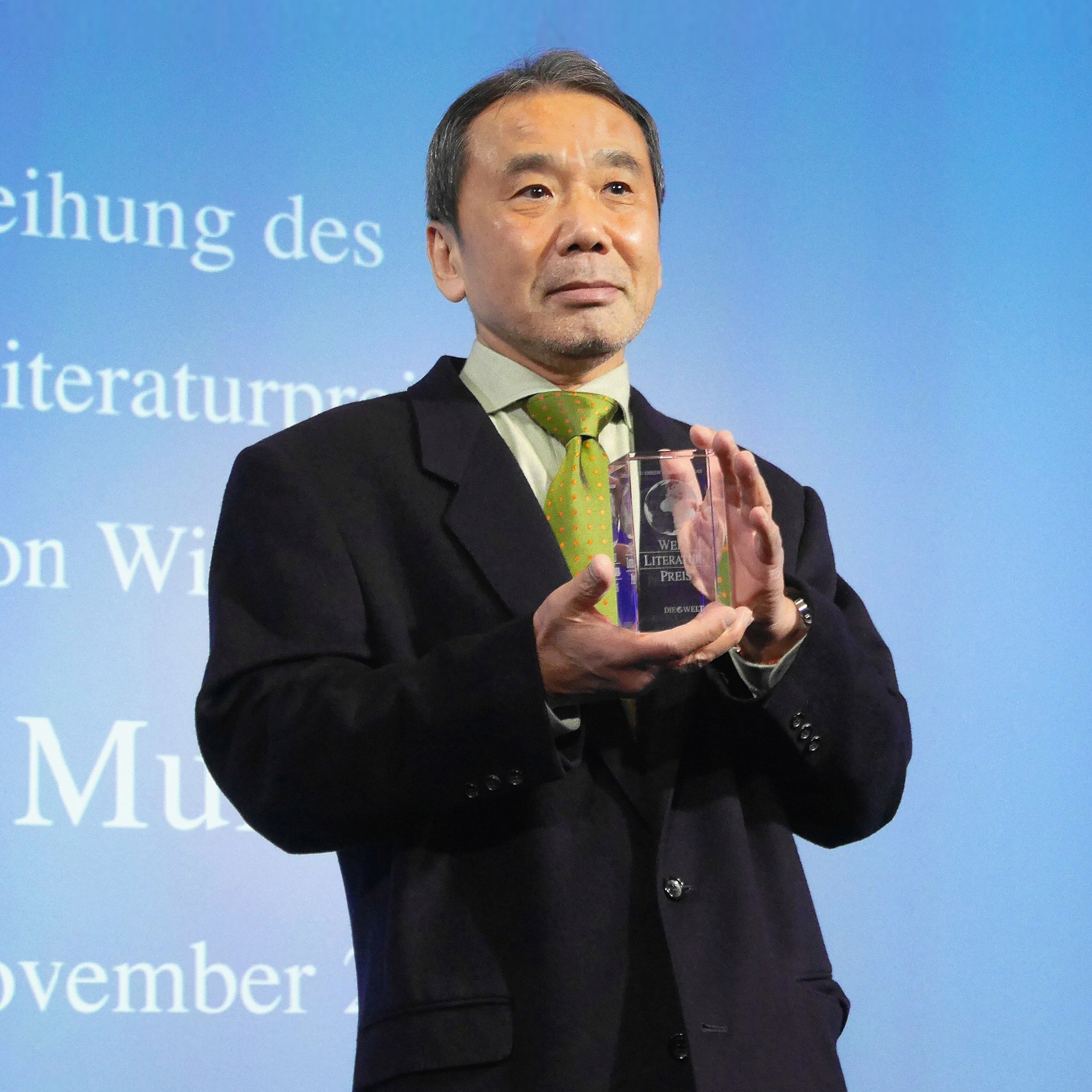 Japanese author Haruki Murakami receives the Welt-Literaturpreis on November 7, 2014 in Berlin, Germany.