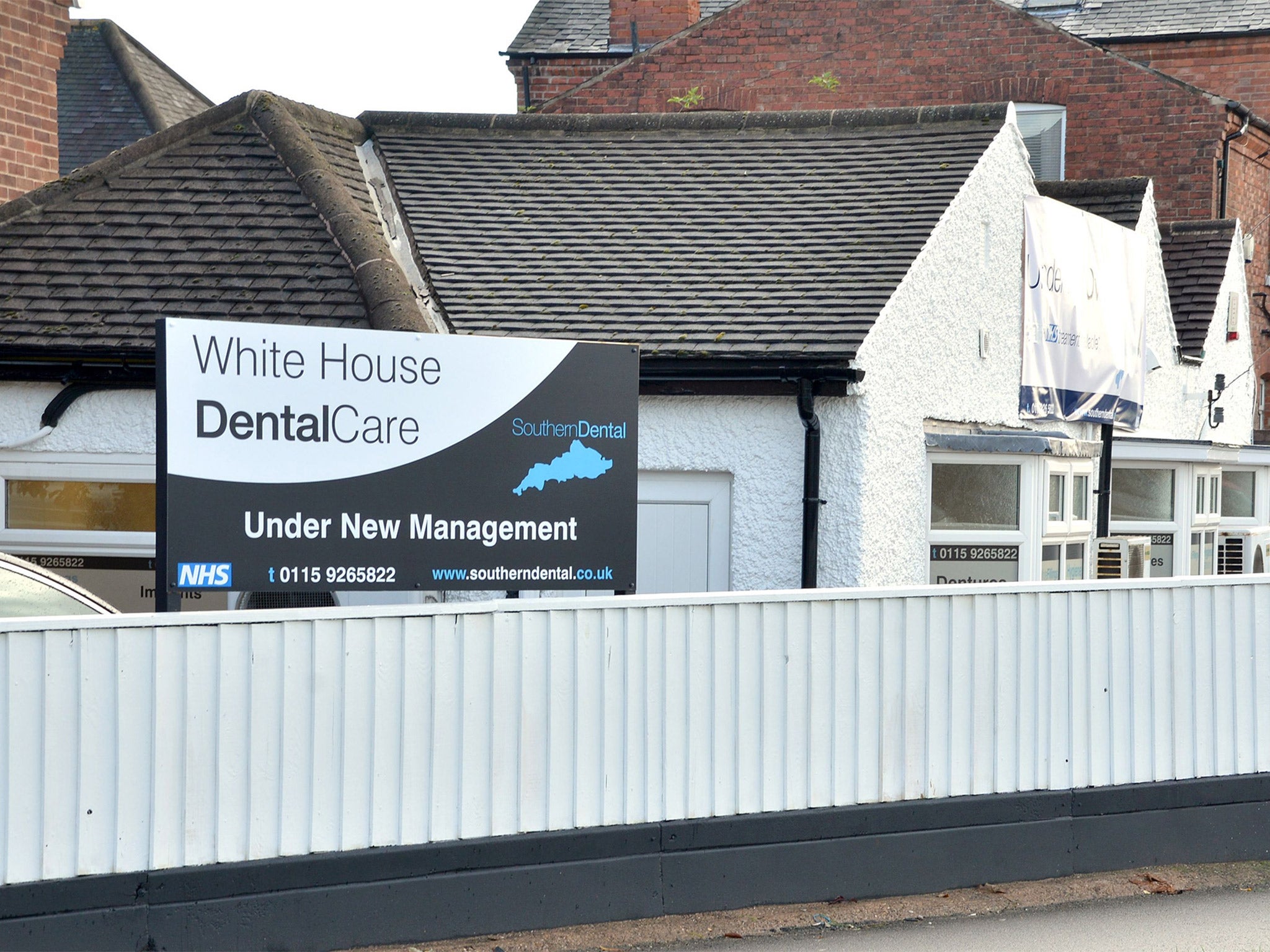 The buildings which contained the practise of Dentist Desmond D'Mello in Nottingham. The practice is now under new ownership and the current owners are not connected with Mr D'Mello in any way