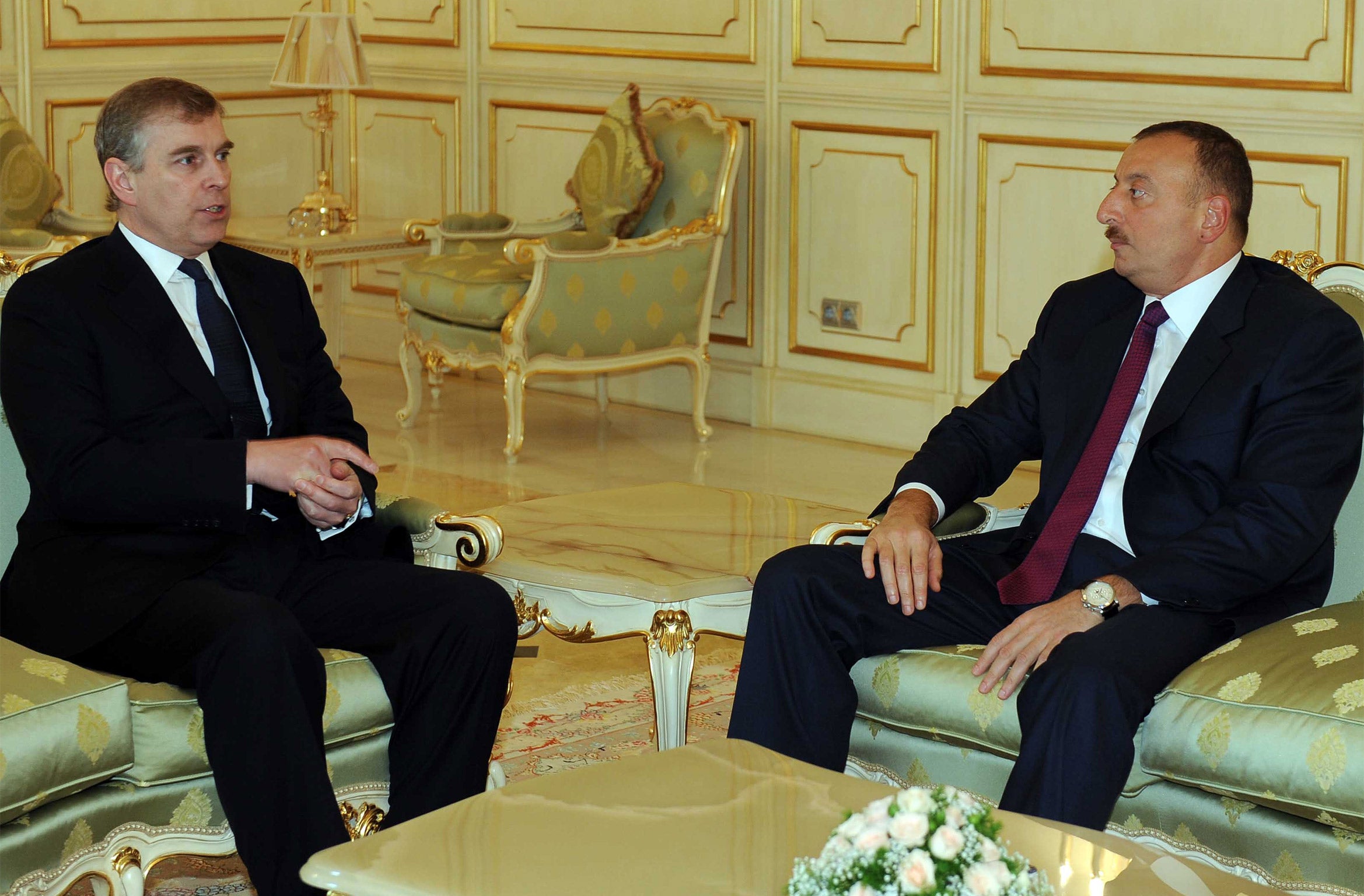 Ilham Aliyev, president of Azerbaijan, with Prince Andrew in 2009