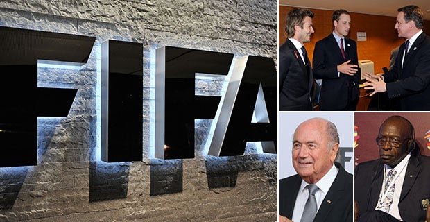 Fifa president Sepp Blatter, former vice-president Jack Warner and part of the FA's 2018 World Cup bid team