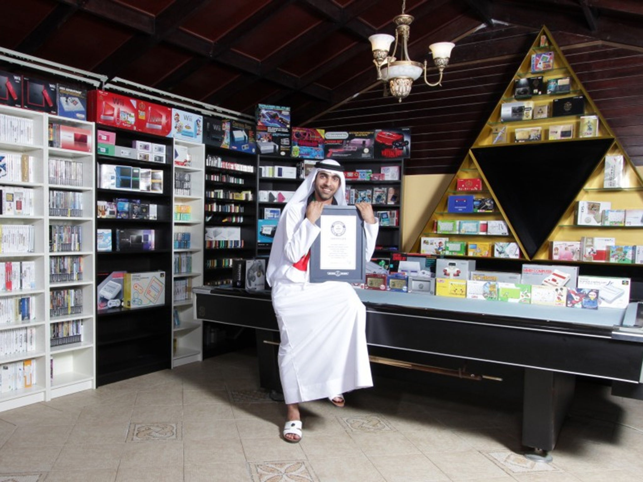 The largest collection of Nintendo Entertainment System paraphernalia belongs to Ahmed Bin Fahad (UAE) and consists of 2,020 items and was verified in Dubai, UAE