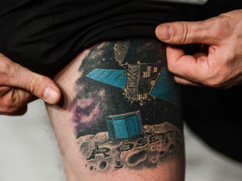 Dr Taylor's Rosetta' tattoo (EPA)