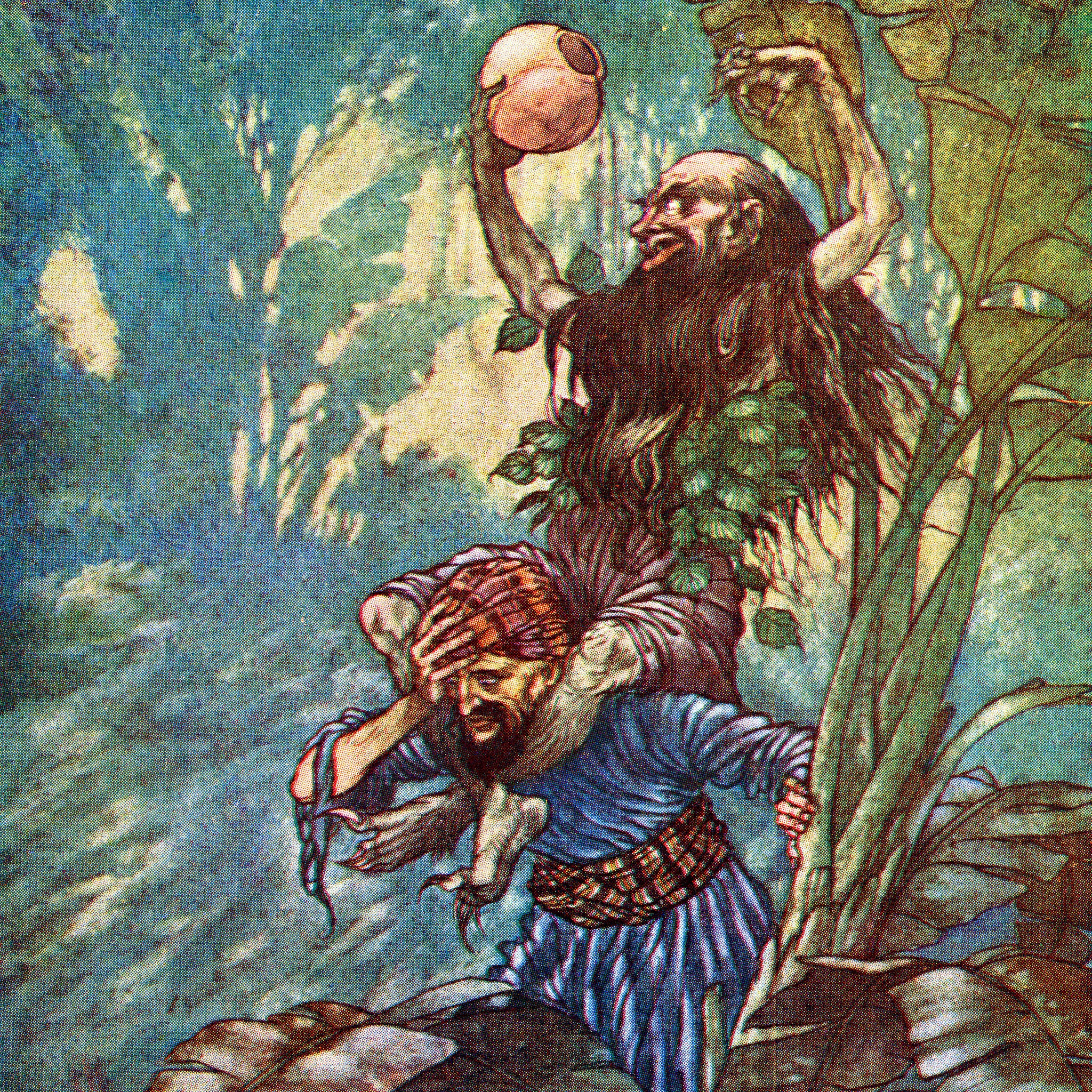 The Fifth Voyage of Sinbad the Sailor Illustration by Charles Folkard from the book The Arabian Nights