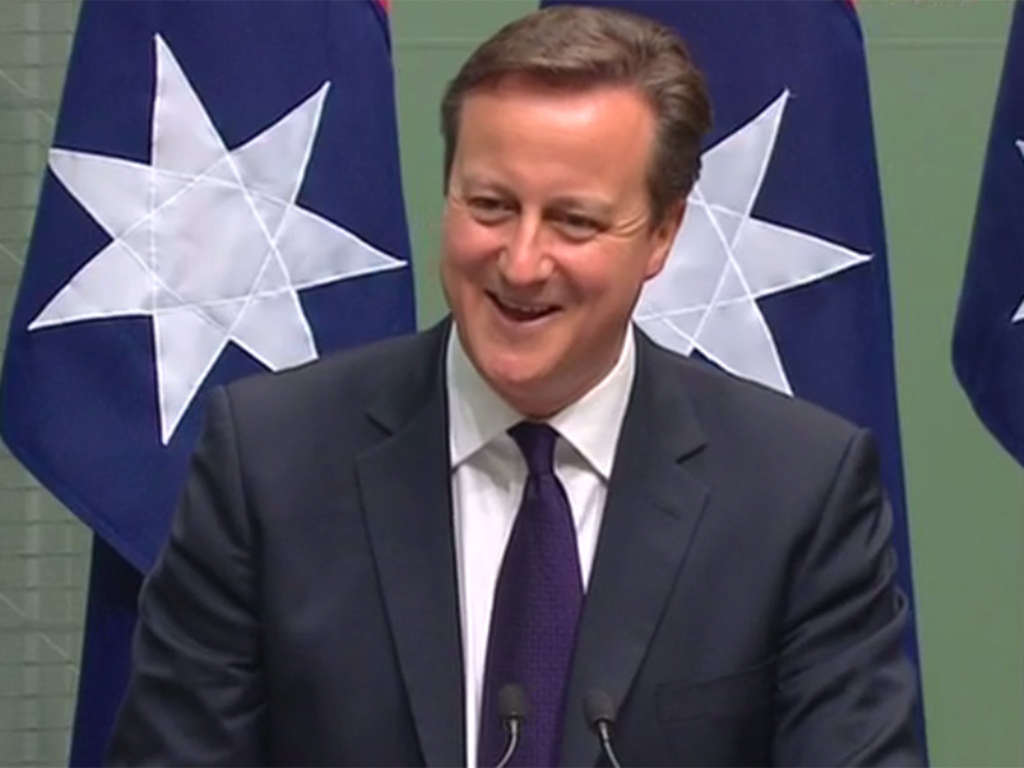David Cameron addressing the Australian parliament in Canberra