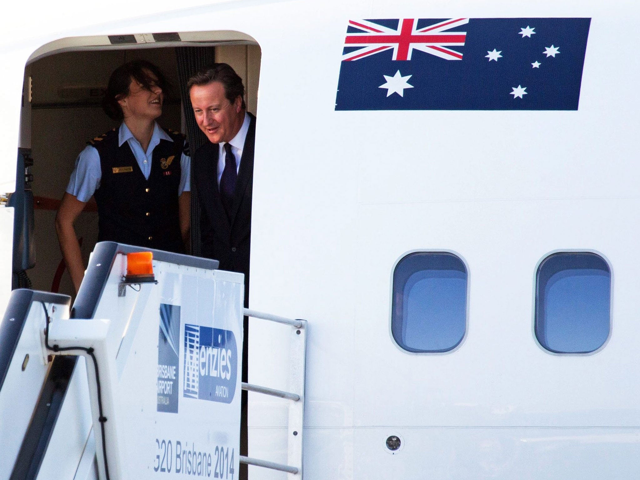 David Cameron lands in Brisbane for the G20 summit
