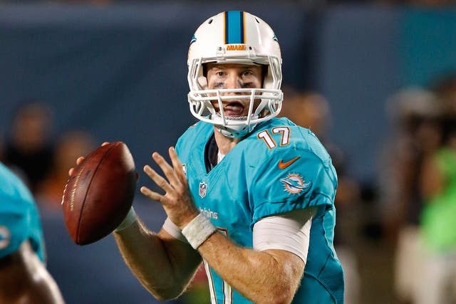 Miami Dolphins quarter-back Ryan Tannehill threw for two touchdowns