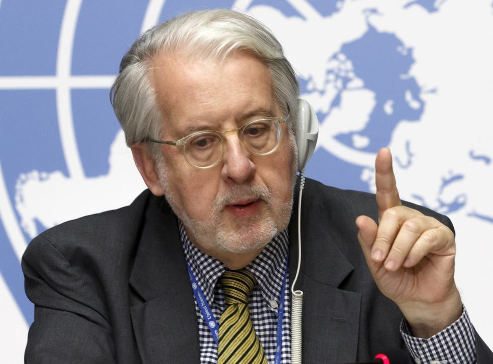 Paulo Pinheiro, Chair of the Commission of Inquiry on Syria, speaks to the media about a report on Syrians living under ISIS