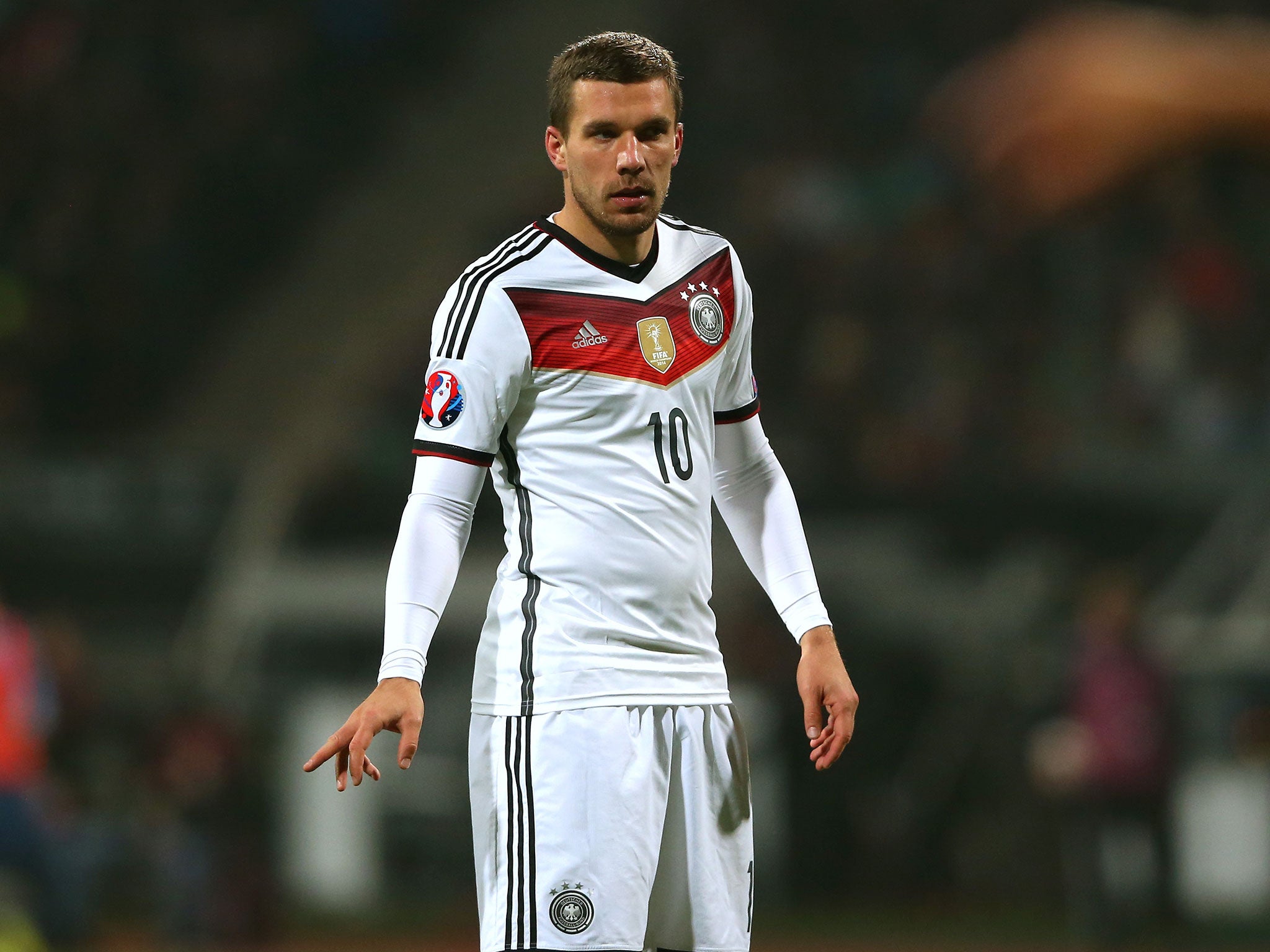 Lukas Podolski featured in Germany's 4-0 win over Gibraltar
