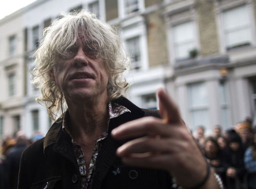 Bob Geldof arrives at a west London studio to record the new Band Aid 30 single on November 15, 2014