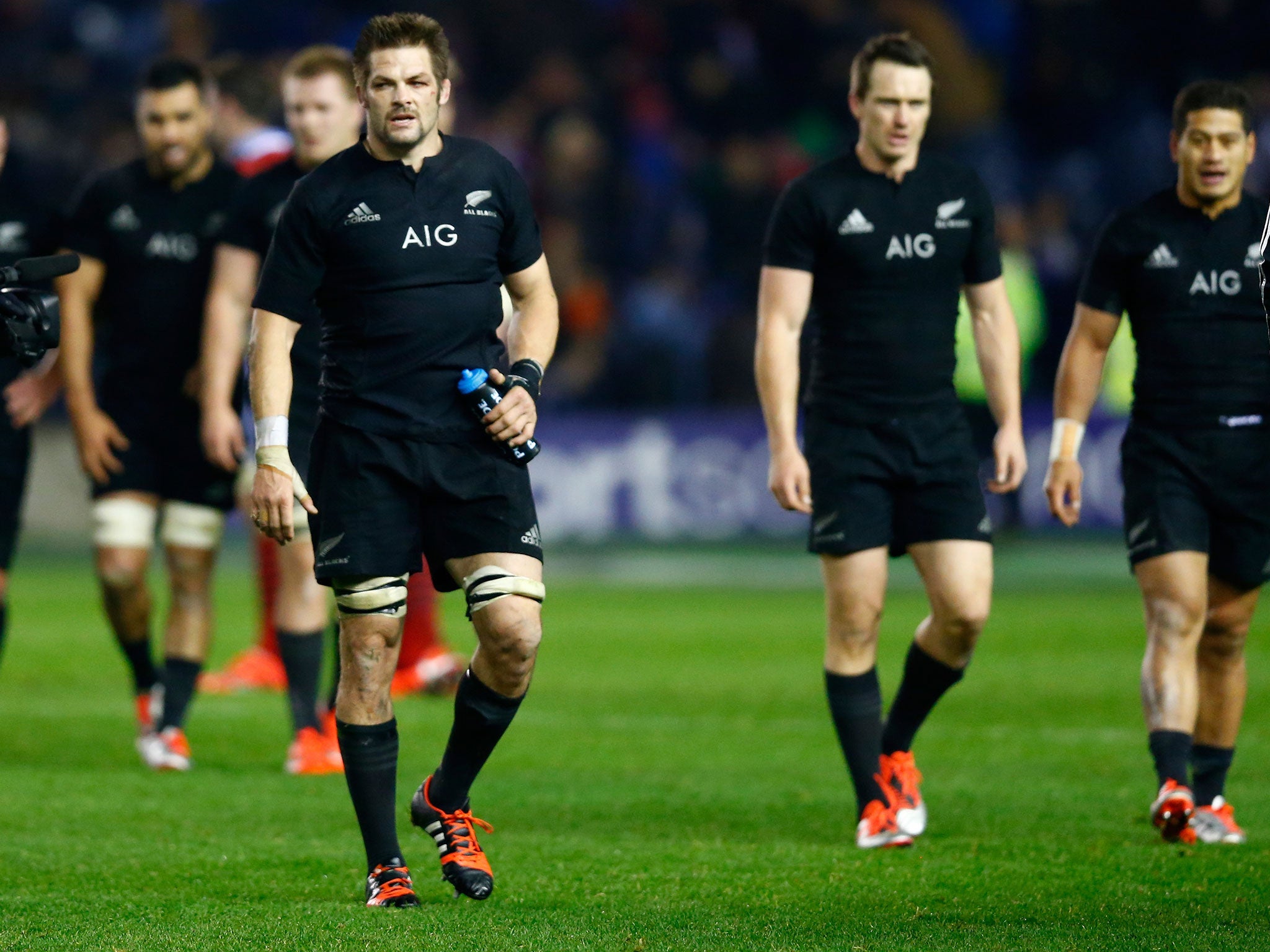 Richie McCaw leads his side off the field