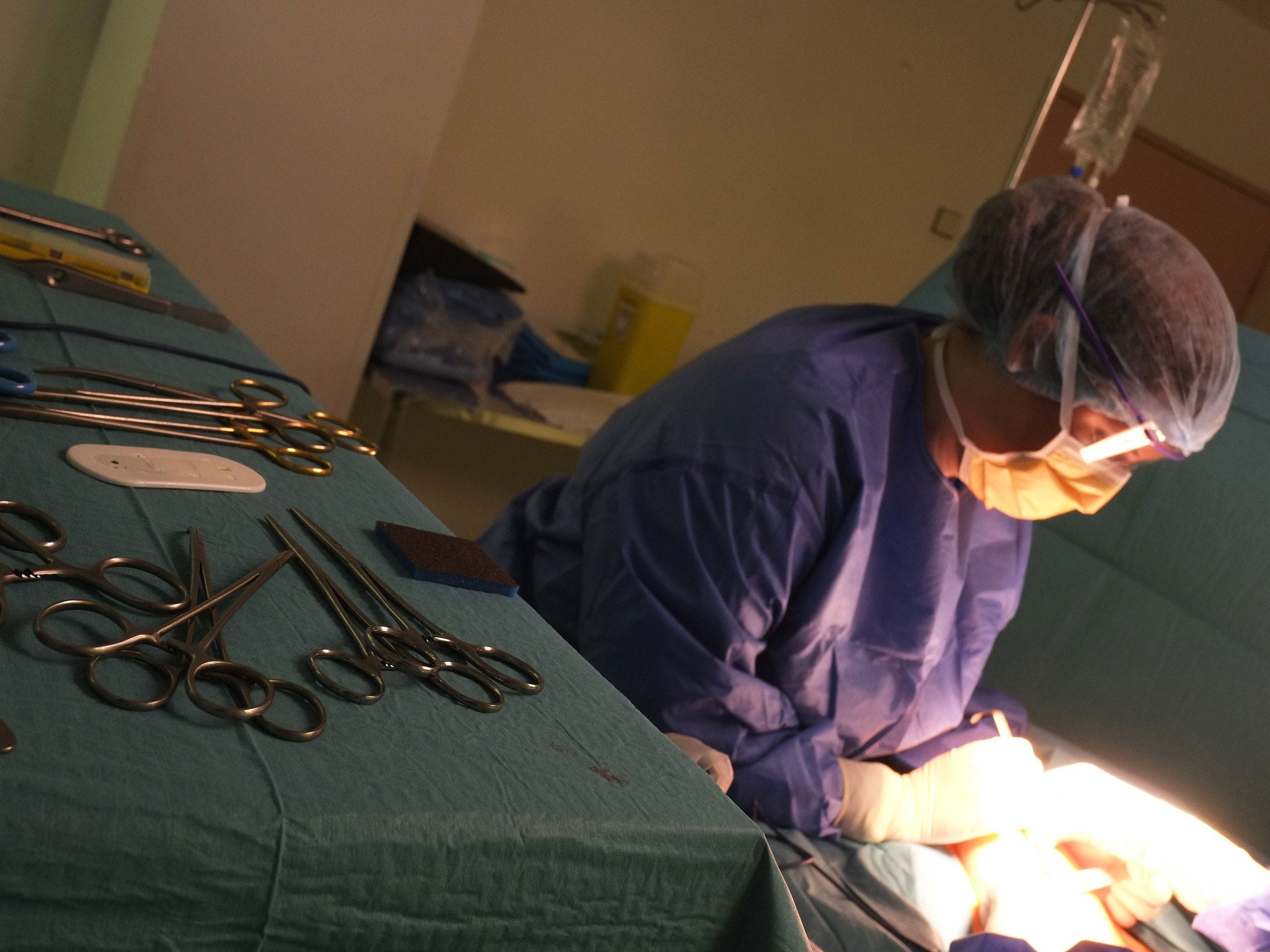 A patient undergoing surgery