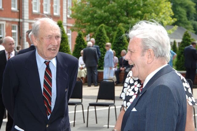 Wyatt, left, in 2006 at the Museum of the Royal Hussars with the comedian and actor Norman Wisdom, who was a drummer boy with the regiment
